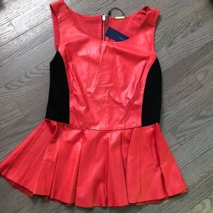 Genuine Leather Rebecca Minkoff Peplum Tank